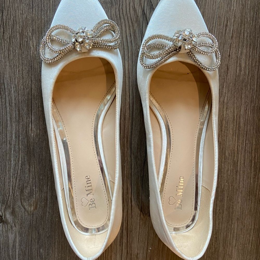Be Mine by ASOS embellished Satin finish Bridal Flats Ivory - Picture 6 of 6